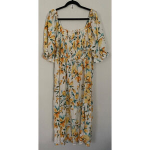 Gap Off Shoulder Milkmaid Maxi Dress Womens XL Cottage Beach Boho Floral